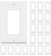 [20 Pack] BESTTEN Decor Wall Plate, 1-Gang Standard Size Outlet and Switch Cover, Unbreakable Pol...
