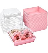 Ocmoiy 50 Pack Paper Charcuterie Boxes with Clear Secure Lids, 5 inches Square Disposable Food Ca...