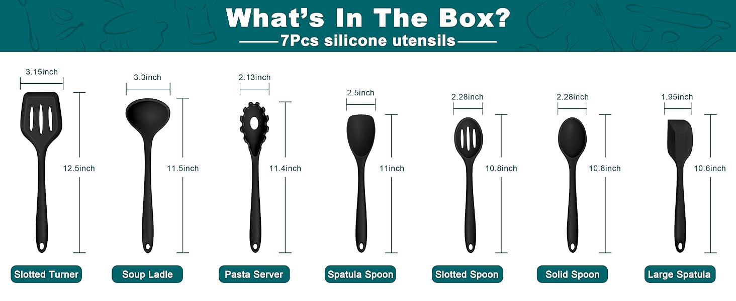 Silicone Cooking Utensil Set of 7
