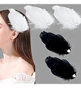 4 Pcs Fly-Wing Feather Hair Clips Heart Crystal Hair Barrettes Vintage Elegant Luxury Headpiece B...