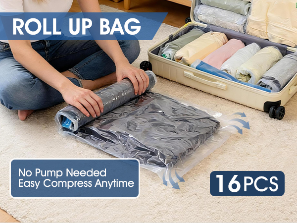Vacuum Storage Bags 2 Roll-up (8 Each) 