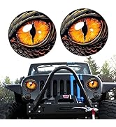 MOXRUQ 2 PCS Car Beast Eyes Decals, 3D Stereo Beast Eyes Stickers, Water-Proof Round Light Decal,...
