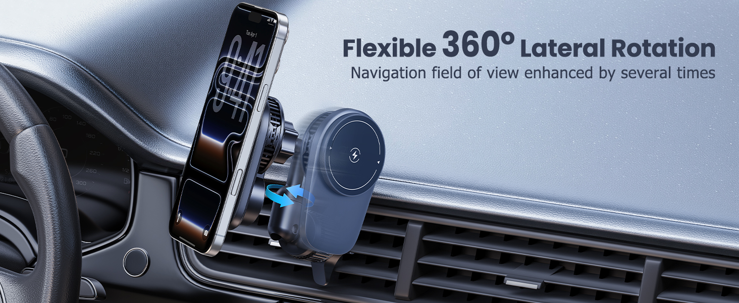 Wireless Magnetic Car Phone Holder Mount with Cooling Fan &amp;amp; RGB Lights