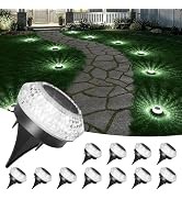 JOFIOS Mini Solar Ground Lights Outdoor,Flat Solar Pathway Lights 12 Pack,IP67 Waterproof Solar P...