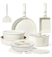  Ceramic Pots and Pans Set Non Stick, Nonstick Detachable Handle Cookware Sets, Healthy Non T...