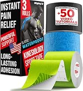 Waterproof Kinesiology Tape - [3 Rolls] - Kinetic Tape - Joints Support &amp; Muscle Pain Relief - 16...