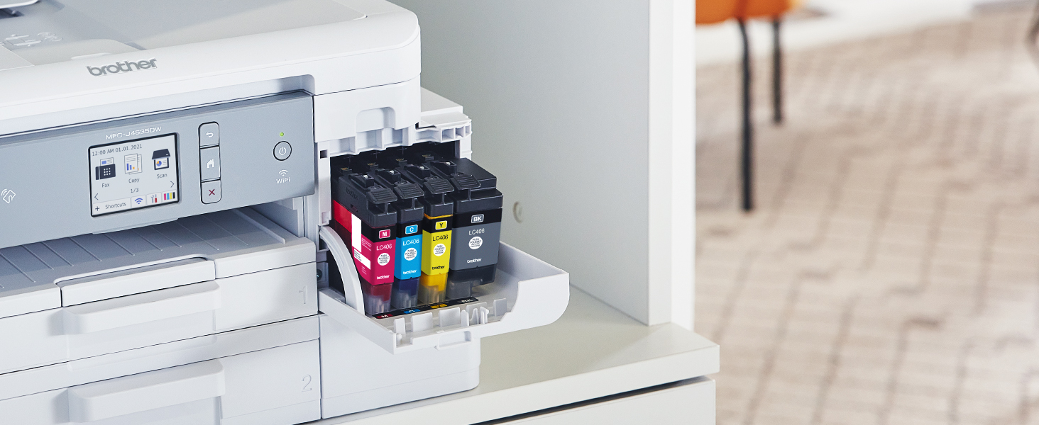 LC406 ink cartridges in Brother INKvestment Tank printer