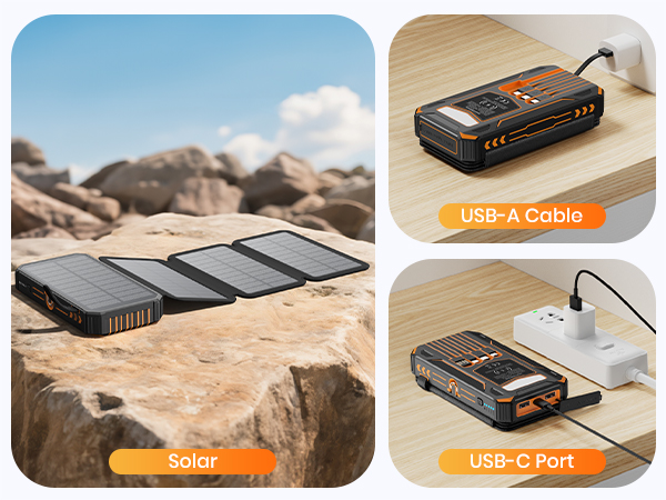 solar charging and cable charging