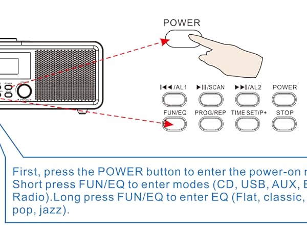 how to use the clock radio cd stereo system