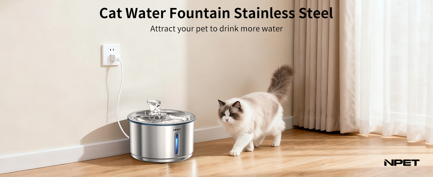 npet cat water fountain stainless steel