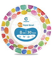 VIVAVENTURE 30 Pack Paper Bowls, 8 Oz Disposable Soup Bowl, Heavy Duty Printed Disposable Bowls B...