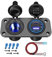 Depvko Cigarette Lighter Socket Splitter,12V Dual QC3.0&amp; &amp; PD3.0 USB Outlet With Button Switch, C...