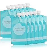 Kirecoo Reusable Baby Food Pouches - 12PCS 7oz Refillable Baby Food Storage Pouches, Squeeze Home...