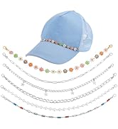 PH PandaHall 6 Styles Trucker Hat Chains Detachable Hat Chains Flower Star Rhinestone Pearl Chain...
