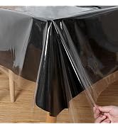 Obstal Clear Plastic Tablecloth 54 x 78 Inch, 100% Waterproof Oil-Proof Spill-Proof Vinyl PVC Tab...