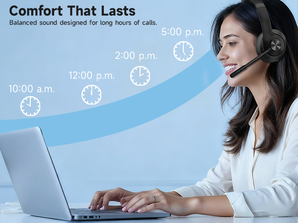 wireless headset with mic remote work bluetooth computer headphones office call center lightweight