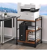 Lerliuo Printer Stand with Charging Station and USB Ports, Large 3-Tier Mobile Printer Table with...