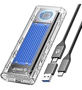 ORICO 40Gbps M.2 NVMe SSD Enclosure with Built-in Cooling Fan, Tool-Free External Hard Drive Encl...