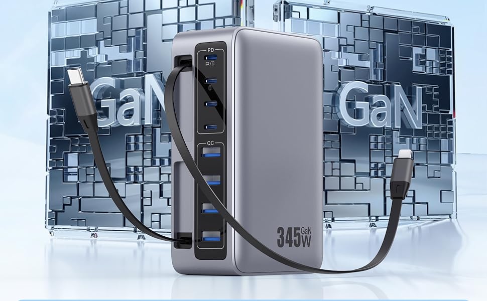 USB C Charger USB C Charger Block, 10-Ports GaN IV Fast Charging Station Hub,PD Laptop Charger