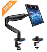 RGB Single Monitor Arm Desk Stand Gas Spring Computer Adjustable Monitor Mount for 13-32 inch Scr...