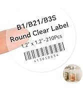NIIMBOT Label Tape for B1/B21/B3S, 1.2" X 1.2" (31x31mm), 210 Labels/Roll, Round Clear Label for ...