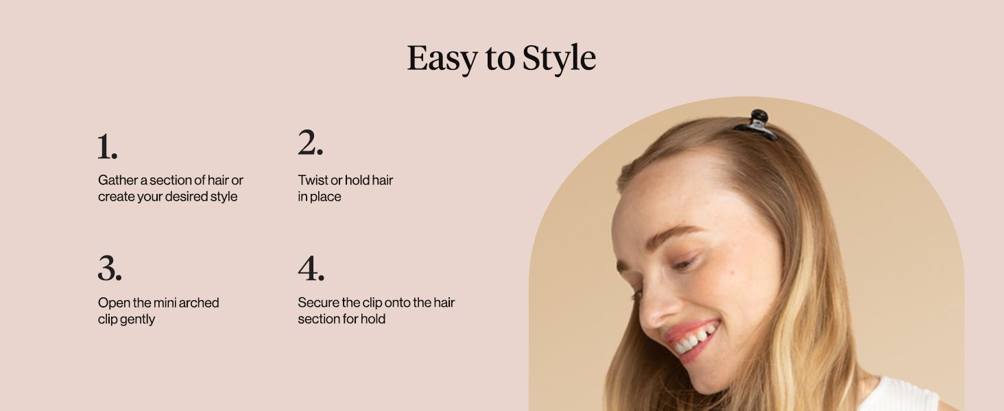 Kitsch Arched Small Hair Clips | Secure Hold Mini Hair Clips | Great For Styling Sections