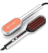StyleFi Upgraded Ionic Hair Straightener Brush for Women, Compact Wave-Design Bristles Hot Comb, ...