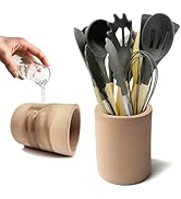 DiatZeno Kitchen Utensil Holder, Large Quick Dry Utensil Crock, Stable Diatomaceous Utensil Organ...
