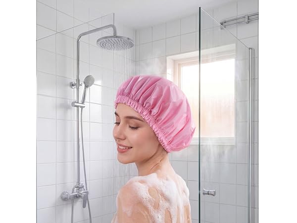 6 PCS Double Layer Waterproof Shower Caps