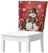 Doojoayie Christmas Chair Cover Decorative Dining Chair Slipcovers with Cute Snowman Waterproof &amp;...