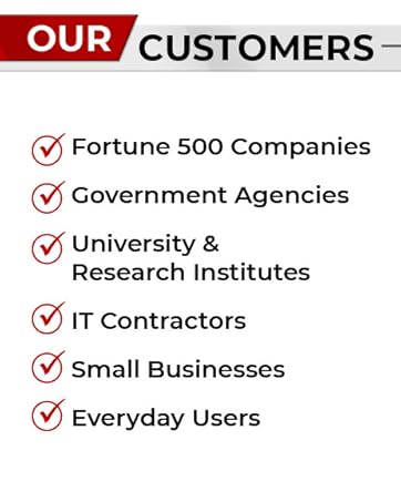 Our customers include Fortune 500 companies, IT contractors Research Institutes Small business