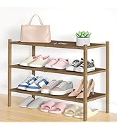 Smiry Bamboo Shoe Rack, 3 Tier Shoe Organizer for Entryway &amp; Closet, Stackable Free Standing Stor...