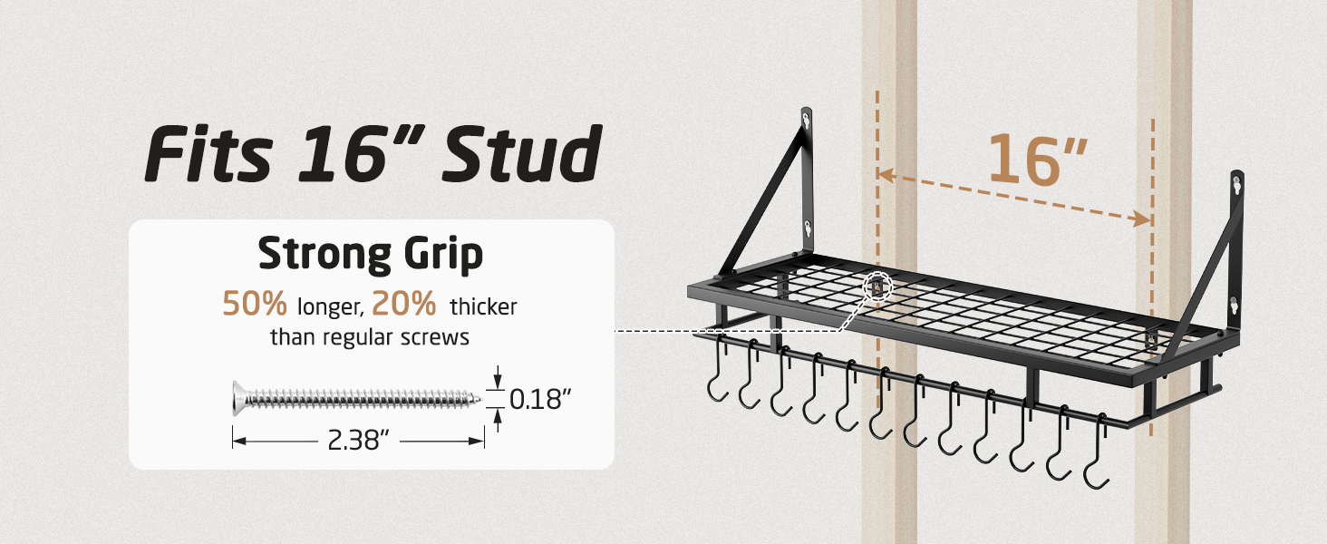 KUR215S60-BK pot rack hanging with stronger load capacity