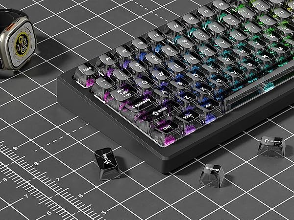 womier Grey Clear keycaps,Transparent keycaps,Ceramic Jelly Key caps Set,Shine Through