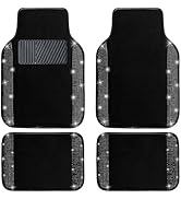 NBTEPEM Black Bling Car Floor Mats Full Set, Universal Fit Most Cars,SUV, Trucks, 4 pcs Sparkle G...