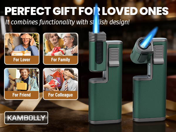 KAMBOLLY Cool Torch Lighter, Refillable Butane Jet Flame Lighters