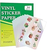 30 Sheets Premium Holographic Printable Vinyl Sticker Paper for Inkjet Printer, 8.5x11" Holograph...