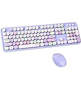 UBOTIE Colorful Computer Wireless Keyboard Mouse Combos, Typewriter Flexible Keys Office Full-Siz...