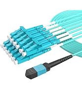 Buacoz 3 Meters OM4 12 Cores MPO-LC Connector Optical Fiber Patch Cord 50/125 Multimode Fan-Out J...