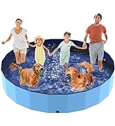 Foldable Dog Pool, 97" Swimming Pools for Large Dogs Kids, Hard Plastic Shell Extra Large Water P...