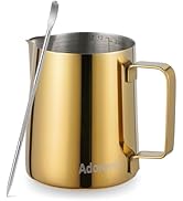 Milk Frothing Pitcher, 350ml (12oz) Steaming Pitchers Stainless Steel Milk Coffee Cappuccino Latt...