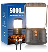 Camping Lantern,5000mAh Rechargeable Battery Emergency Lights for Power Outages,3 Colors,IPX4 Wat...