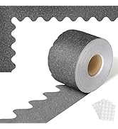 65.6 Feet Black Bulletin Board Borders,Glitter Scalloped Bulletin Board Paper with 80 Pieces Glue...