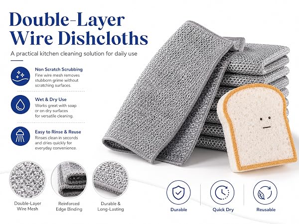 double layer wire dishcloths