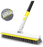 DALIPER Floor Scrub Brush with 180° Rotating 50" Long Handle for Cleaning, 2 in 1 Scrape Scrubber...