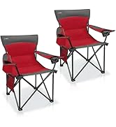 Oversized Camping Chair for Adults - 2 Pack Padded Lawn Chairs with Cup Holder &amp; Side Pocket,Heav...