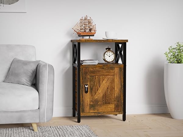 nightstand with locking drawer side table end table with charging station