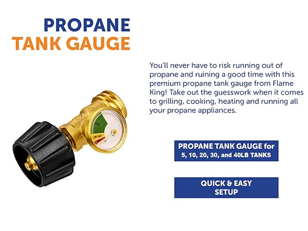 Flame King Propane Tank Gauge Gas Level Indicator Leak Detector Gas Pressure Meter Color Coded