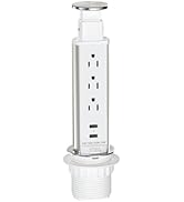 Pop Up Outlet for Countertop, Receptacle Power Strip with 3 AC Outlet 2 USB Ports, Pull Pop Up Po...