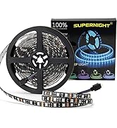 SUPERNIGHT RGB Strip Waterproof Black PCB, 16.4ft 5050 Color Changing Rope Lights for Bedroom, Ch...